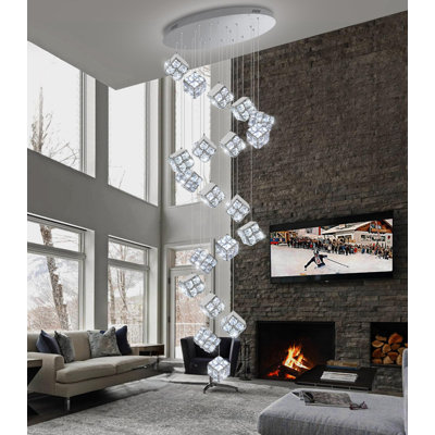 20-light Modern Dimmable Crystal Pendant Lights