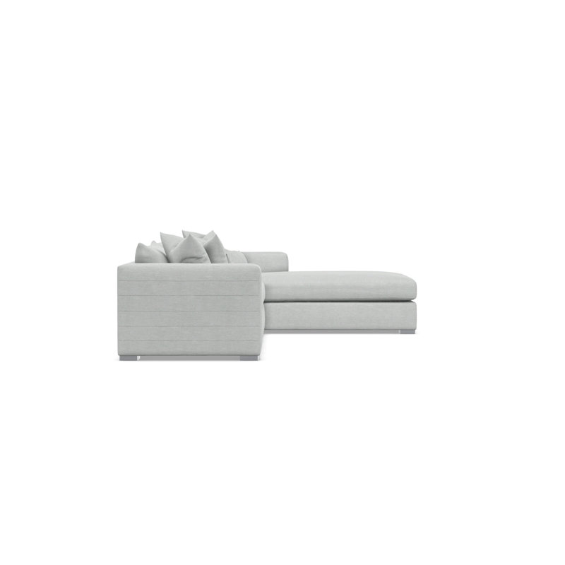 Chaise Sectional, Gray Polyester