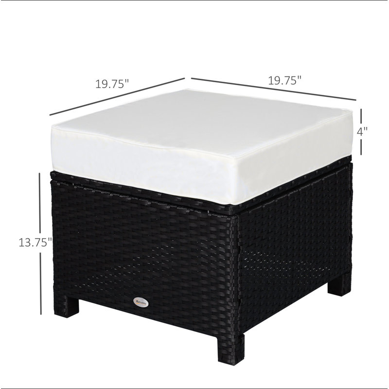 Repose-pieds d'extérieur en rotin avec coussin - Multi-usage - Sièges supplémentaires / Table d'appoint, Osier PE tissé à la main