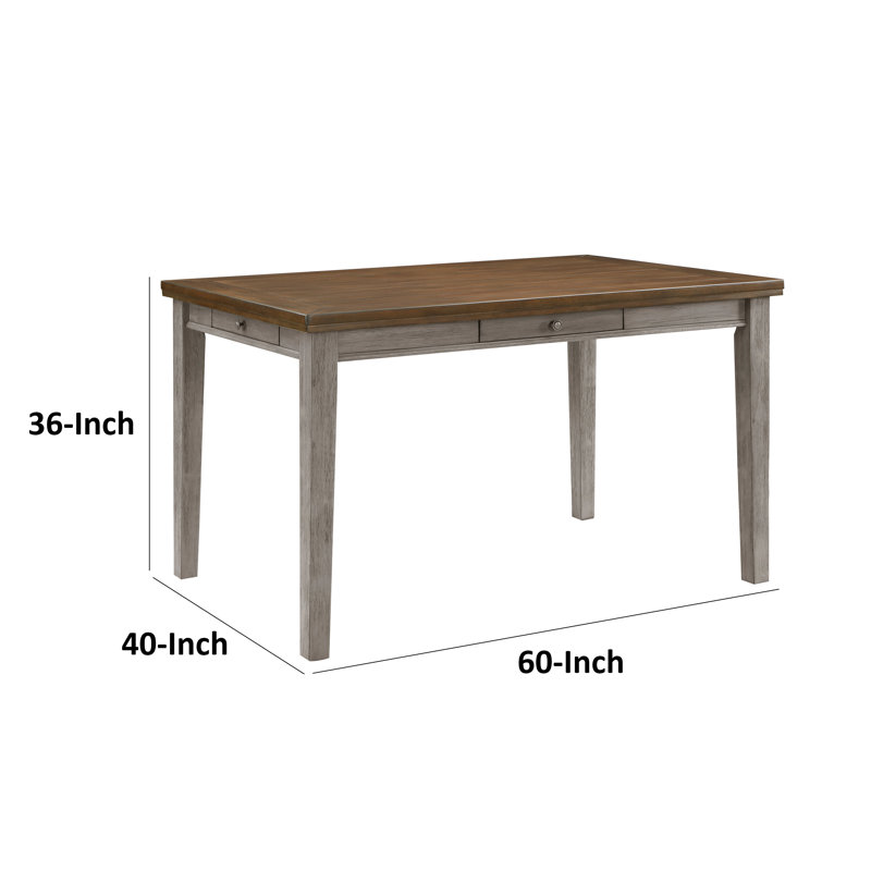 Table de salle à manger rectangulaire L 60 po x l 40 po Crantor, Gris