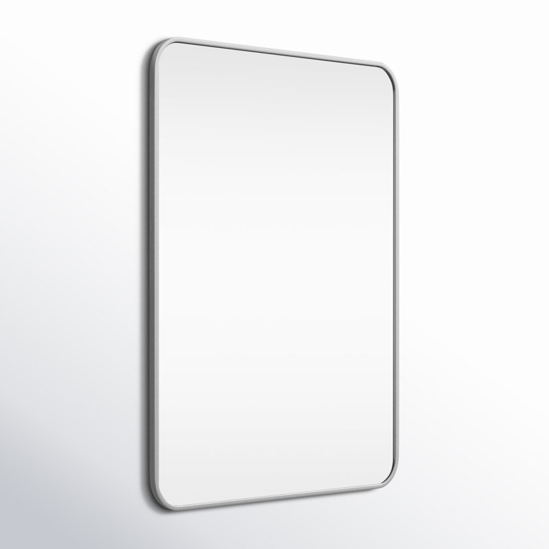 Sabine Metal Rounded Rectangle Wall Mirror, Silver, 36" x 24"