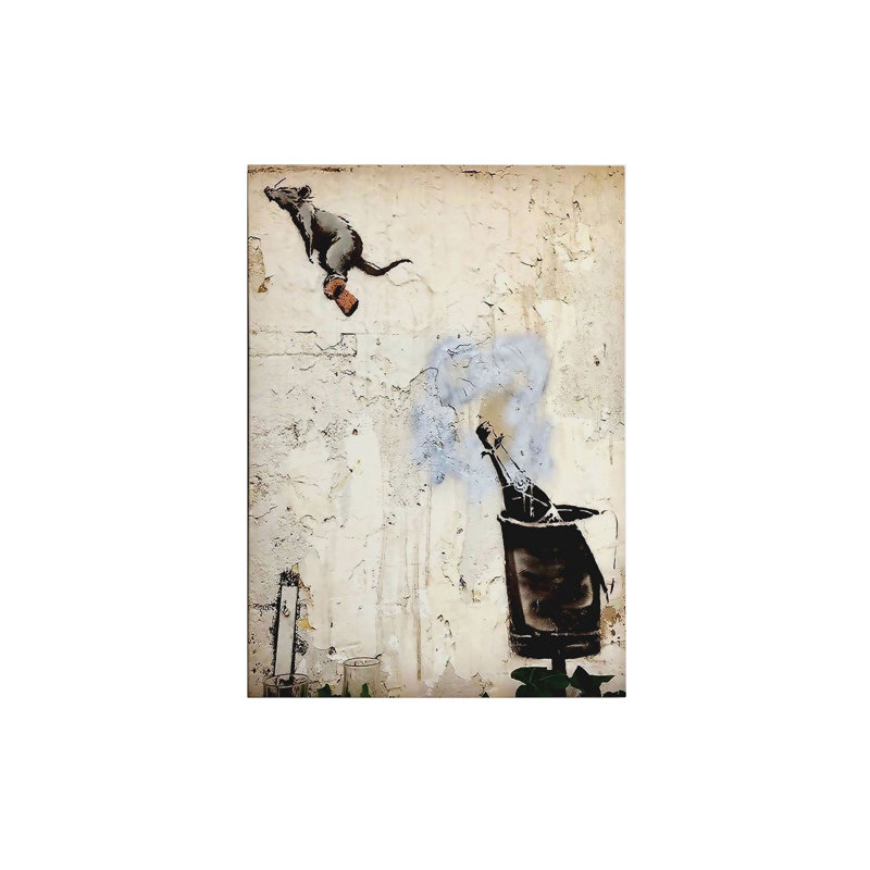 Superbe impression sur toile de Banksy, 27,6 x 39,4 pouces | 50% coton / 50% polyester, impression numérique de haute qualité | Cadre en bois de 0,8 po x 1,2 po | Parfait pour la décoration intérieure, les amateurs d'art et les cadeaux uniques