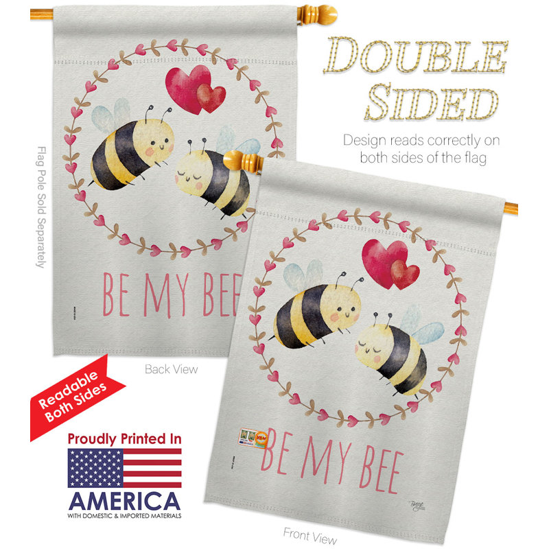 Drapeau de maison en polyester 28 po x 40 po Be My Bee