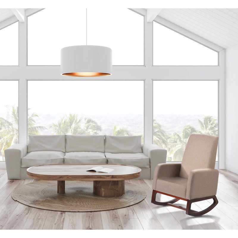 Home Deluxe Solid Wood Modern Rocking Chair With Padded Seat And Arm, Beige