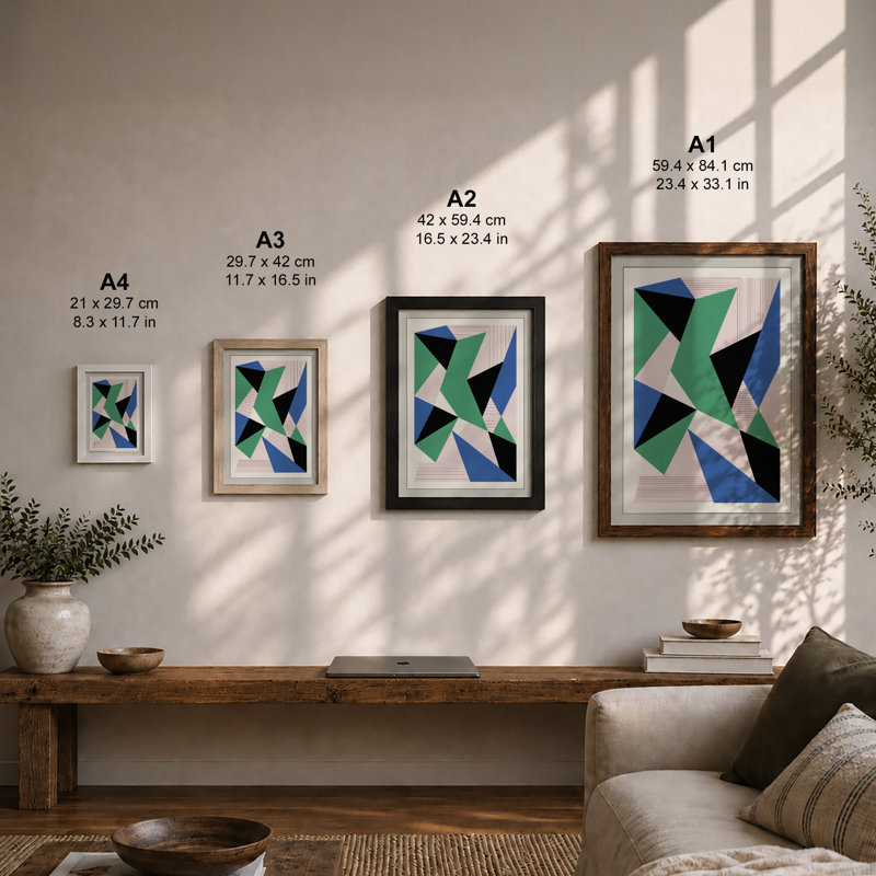 Angular Forms Geometric - Framed Print, A4 - 29.7 x 21.0 cm, Unframed