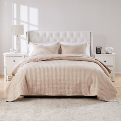 Greenland Home Fashions Monterrey Taupe 2-Piece Twin Size Quilt Set 68x88 + 20x26