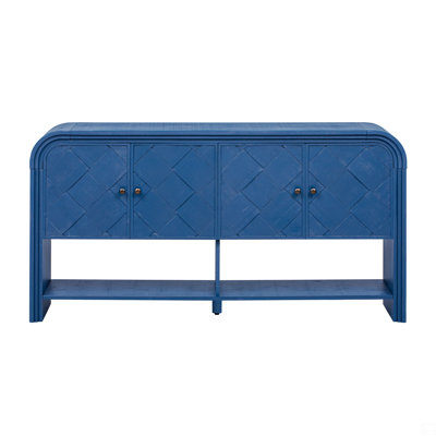 Console Table With Woven Wood Slats And Solid Wood Veneer by Dovecove