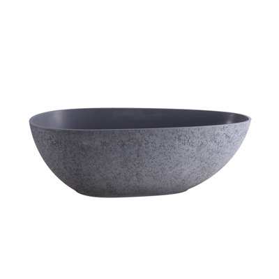 Baignoire de trempage autoportante de 65 po x 33,27 po avec drain escamotable et trop-plein, couleur ciment pour le corps + point extérieur