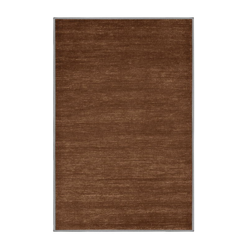 Machine Washable Solid Brown Area Rug, Rectangle 2' x 3'