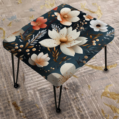 Rustic White Garden Charm Floral Pattern - Floral Rectangle Ottoman