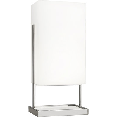Lampe de table moderne en nickel poli et marbre blanc avec abat-jour en acrylique givré - luminaire contemporain de 27,5 po