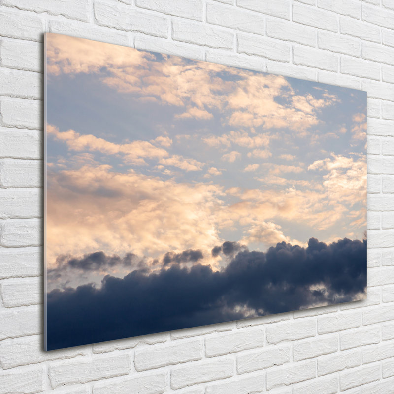 Glass Print Wall Art 100X70cm Image Printed On Glass Decorative Wall Picture Behind Toughened / Tempered Safety Real Glass For Kitchen & Living Room Theme:Clouds In The Sky