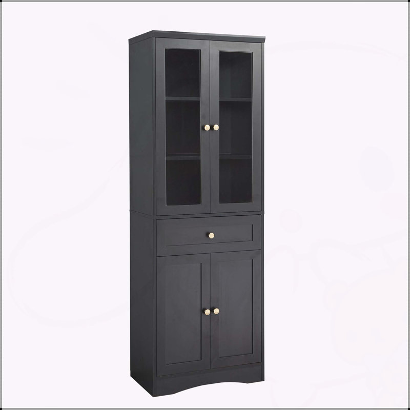 Armoire de salle de bain haute polyvalente avec plusieurs compartiments et fabrication durable