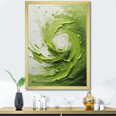 Green And White Whsipering Abstract Spiral V - Abstract Spirals Wall Art