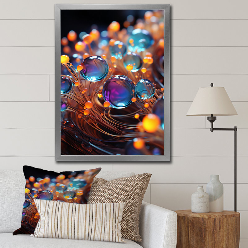 Molécules 3D 3D photographie I - formes abstraites, art mural, salon, Cadre simple argenté, H 44 po x l 34 po x P 1,5 po