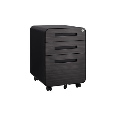 3 Drawer Lockable File Cabinet For Office, Mobile With 5 Wheel Tilt, Holds Legal/letter/a4 Files, Waterproof -proof, Black 3 Office Cabinet, 5 Stores