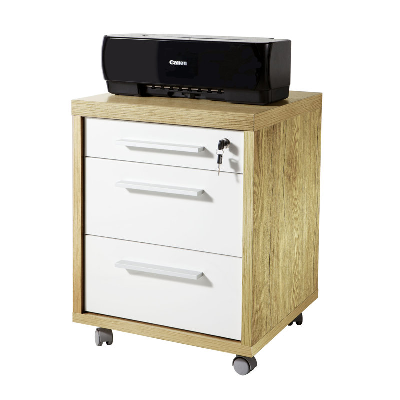 Stampa 47cm Wide 3 -Drawer Mobile File Cabinet, Brown/White