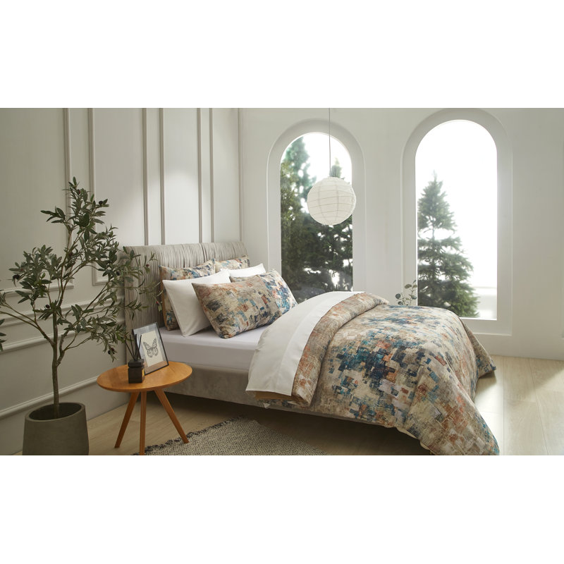 Dailynap Brown Mottled Abstract Art Bedding Set, King Duvet Cover + 2 Pillowcases