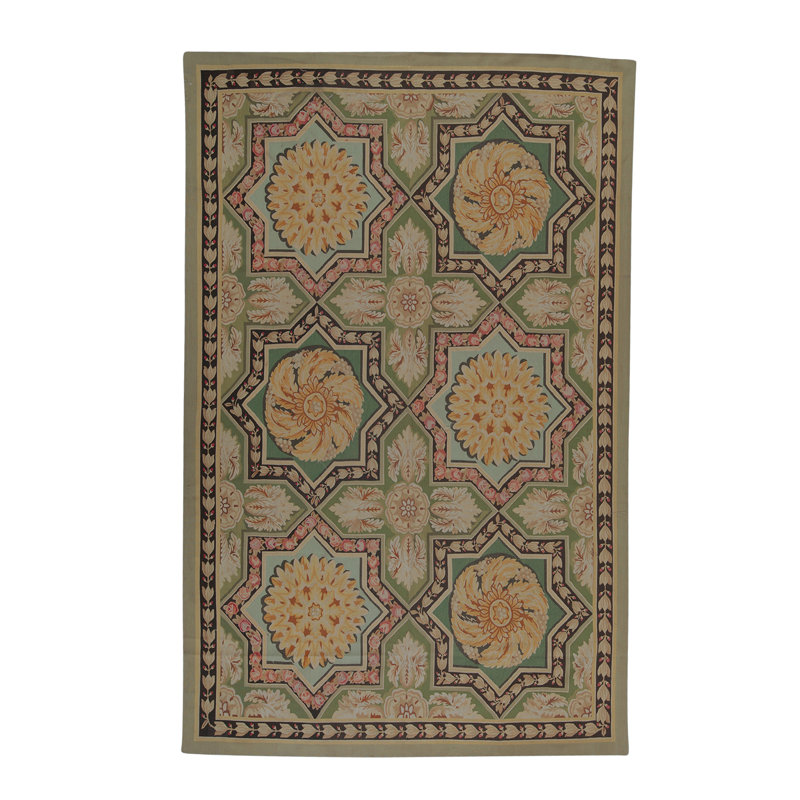 Aubusson Renaissance Wool Geometric Area Rug