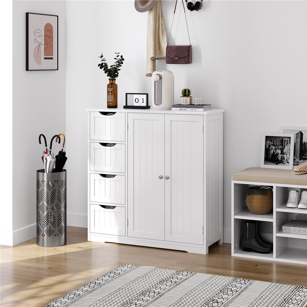 Red Barrel Studio Marbeth Freestanding Bathroom Cabinet with 4 Drawers and Adjustable Shelf & Reviews | Wayfair