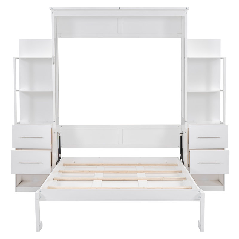 Lit escamotable pleine grandeur avec rangement, bois MDF et conception de maison moderne
