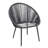 Febus 3-Piece Patio Bistro Set, Outdoor Conversation Chair Set Balcony with Tempered Glass Coffee Table and Cushions, Water-Resistant Woven Rope for Porch, Dark Gray-188889060