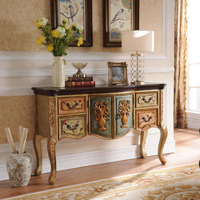 Country Wood Console with Distressed Finish