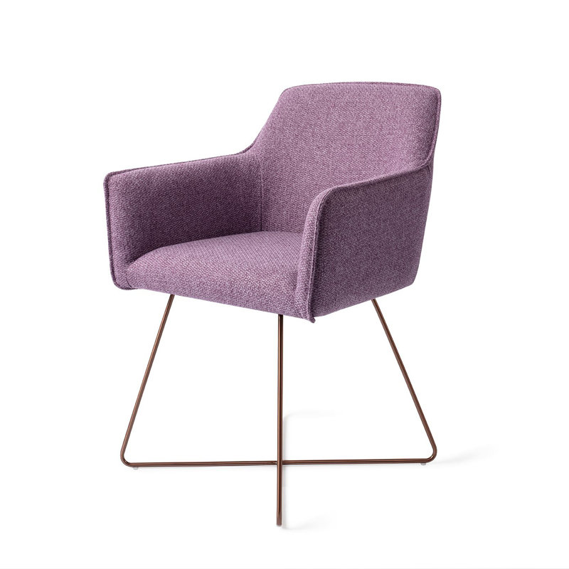 Bartly 123.19cm H Polyester Upholstered Metal Armchair, Purple, Rose
