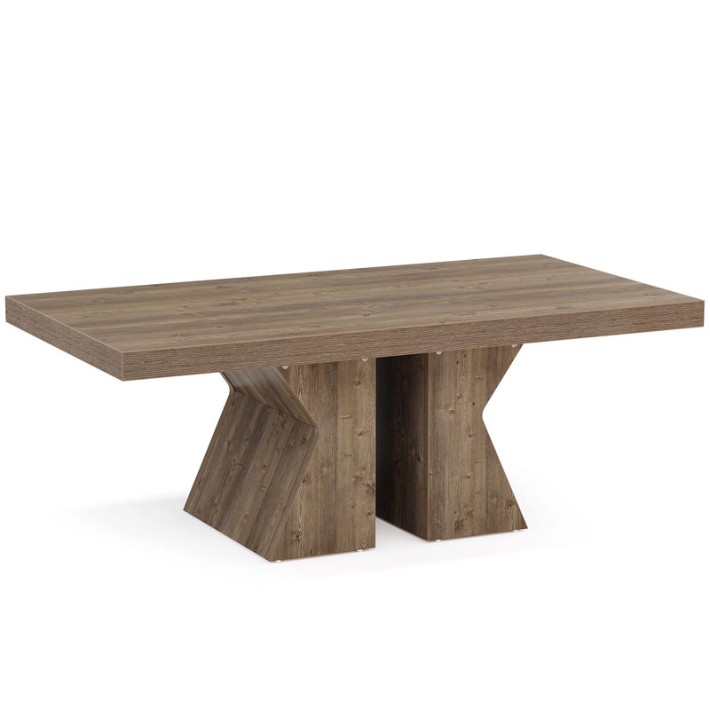 47" Wood Coffee Table, Rectangular Center Table Snack Table