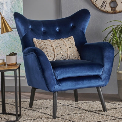 Chaise avec accoudoirs en velours Mid-Century