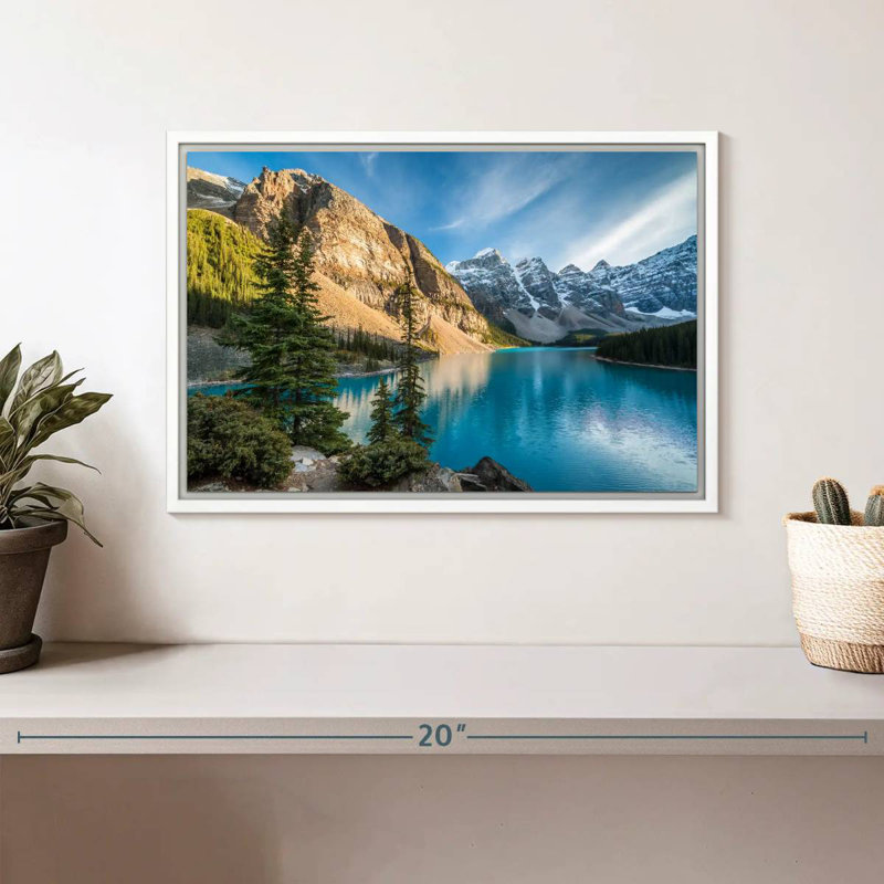 Lac Moraine Glorious, Cadre flottant blanc, 13 po x 9 po