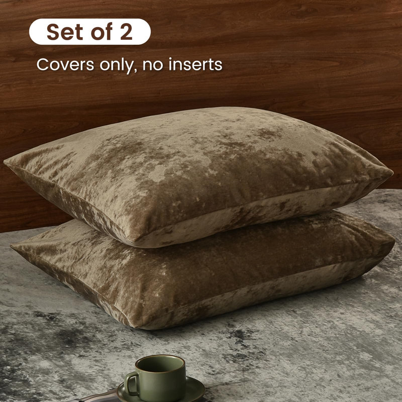 PHF Super Soft Velvet Pillowcases, 2 Pack Luxury Cozy Warm Pillow Shams Covers with Envelope Closure, 20x36", Khaki