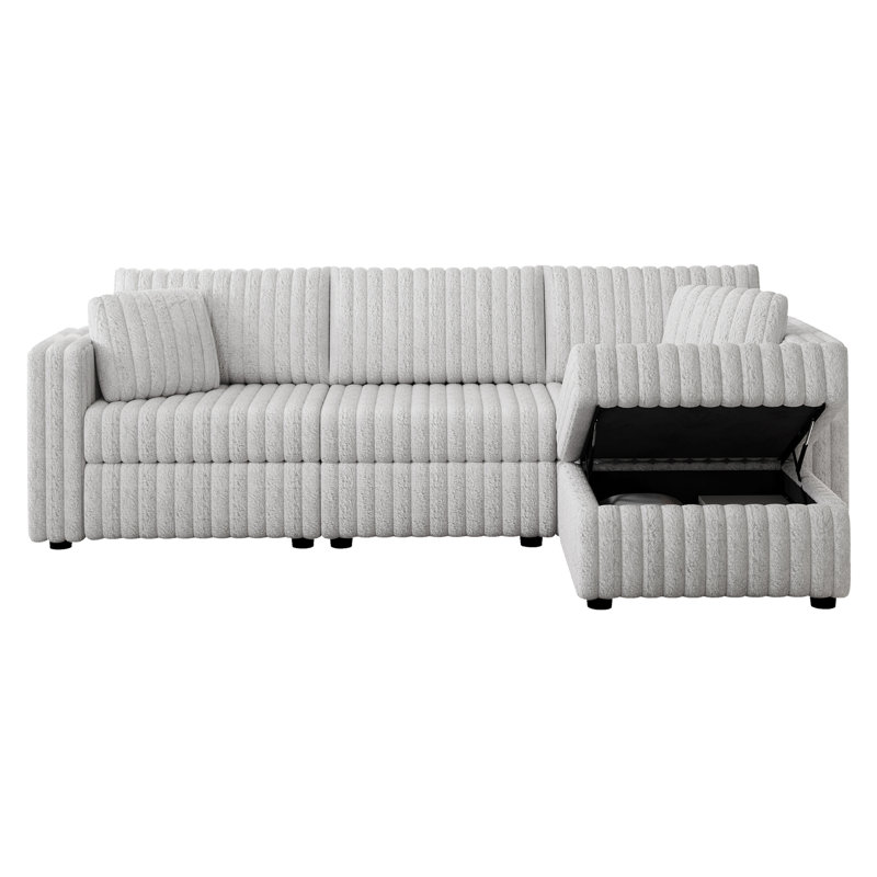 Canapé modulaire confortable pour 3 personnes avec rangement élégant, Light Gray