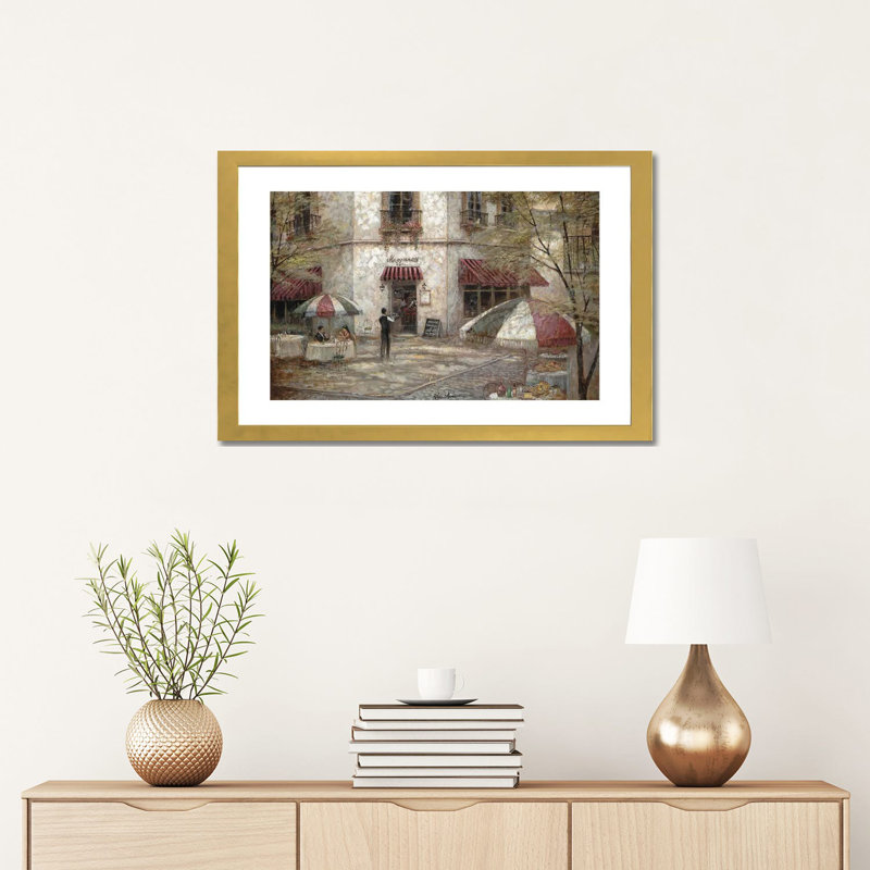 " Maggiano's " by Ruane Manning, 16" H x 24" W x 1" D, Gold Framed Paper, White