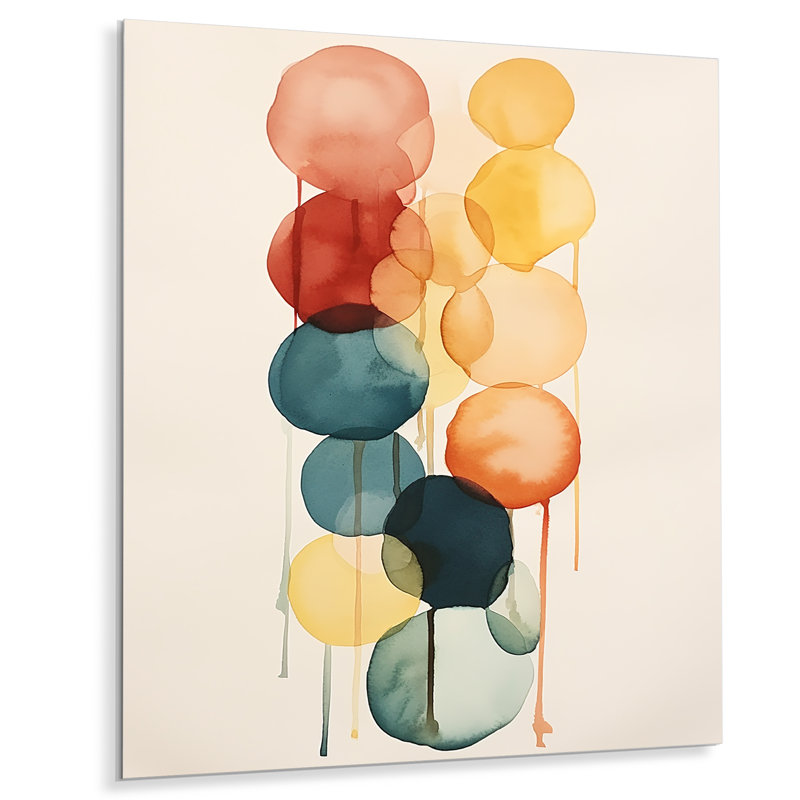 Aquarelle de cercles ascendants, reproduction d'art abstrait, Métal métal, H 40 po x l 30 po x P 1,5 po
