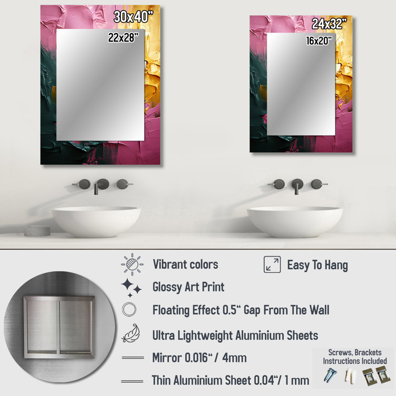 Rejoicing In Love Pink And Gold Abstract PaintingI - Abstract Painting Wall Mirror, Modern Decorative Mirror, Printed Metal Art
