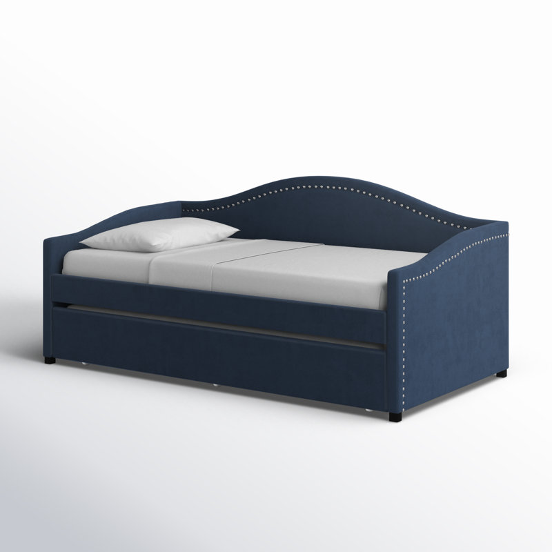 Anslem Upholstered Daybed with Trundle Bed, Blue