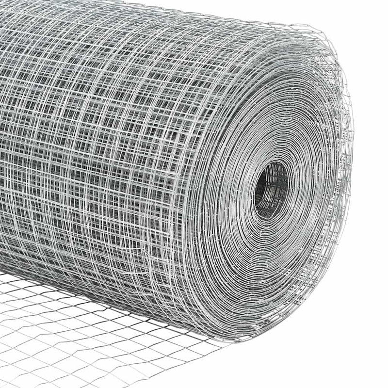 Vidaxl Fence With Posts Steel, Silver, 80cm H x 1000cm W x 2.7cm D