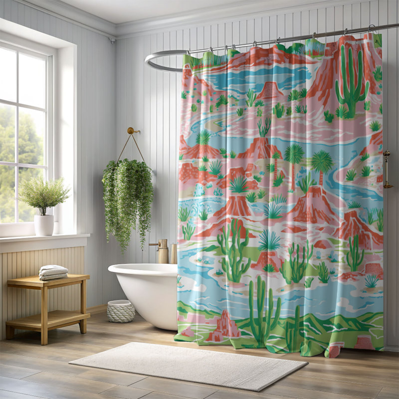 Rideau de douche standard 1 pièce Cowboy, H 74 po x l 35 po