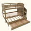 Lit superposé avec lit gigogne et trois tiroirs de rangement, escalier de rangement et garde-robe-129021755
