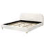 Lit tapissier très grand Boucle, couleur blanche, tête de lit incurvée, métal et fabrication, rembourrage en mousse confortable, pieds en bois massif pour plus de stabilité, assemblage rapide par un lit de deux pouces avec tissu,