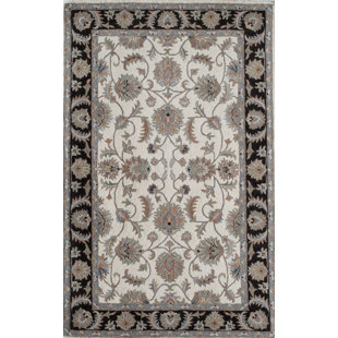New Dynasty Oriental Ivory Charcoal Area Rug