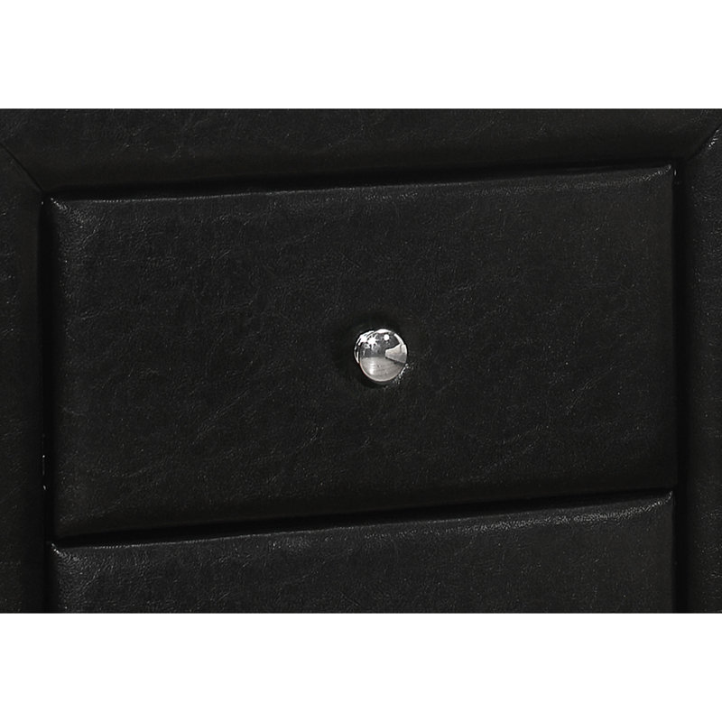 Table de chevet avec revêtement en similicuir noir, idéale pour le rangement dans la chambre à coucher, transitionnel, l 20,5 po x P 16,3 po H