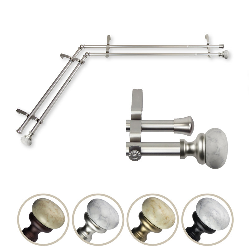 Tringle à rideaux double Merlyn 13/16 po, Nickel satiné, 120" - 170"