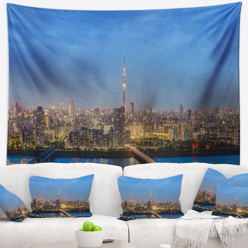 Tapisserie panorama landscape tokyo city view, H 32 po x l 39 po
