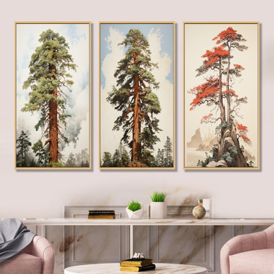 Redwoods Rise Solitude Landscape - Tree Redwood Canvas Prints Set Of 3