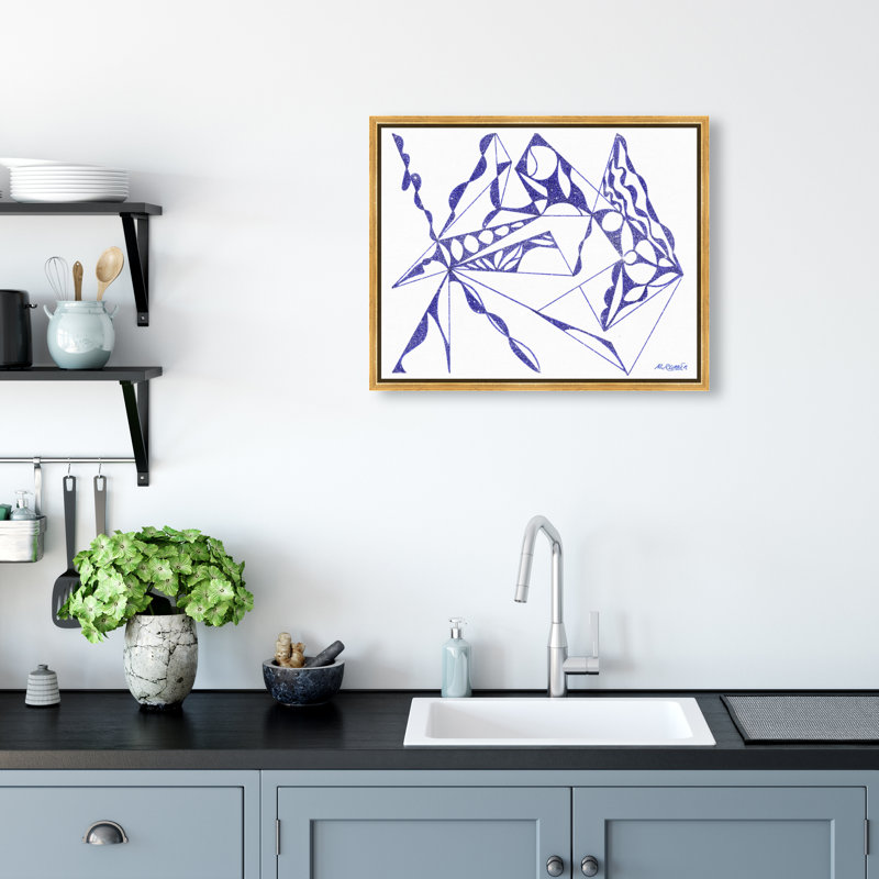 Manuel Roman - Blue Quartz Print by Oliver Gal, 31"H x 37"W, Gold Floater Frame