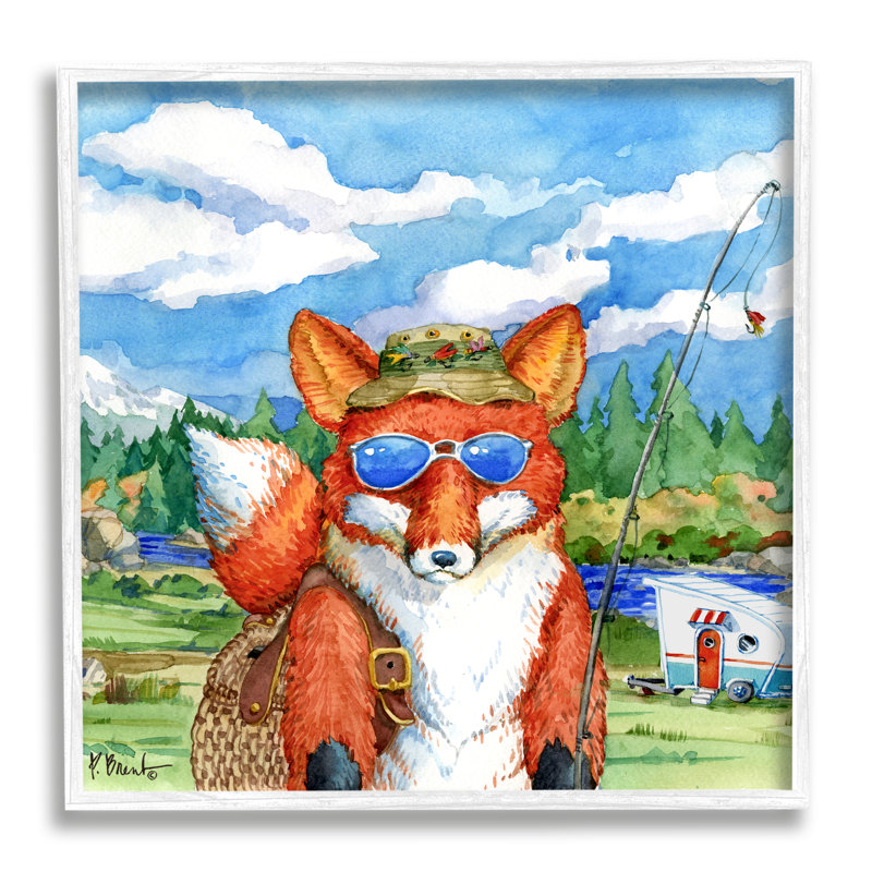 «Happy Camper» par Paul Brent - peinture sur bois, Giclée encadrée noir minuit, H 12 po x l 12 po x P 1,5 po