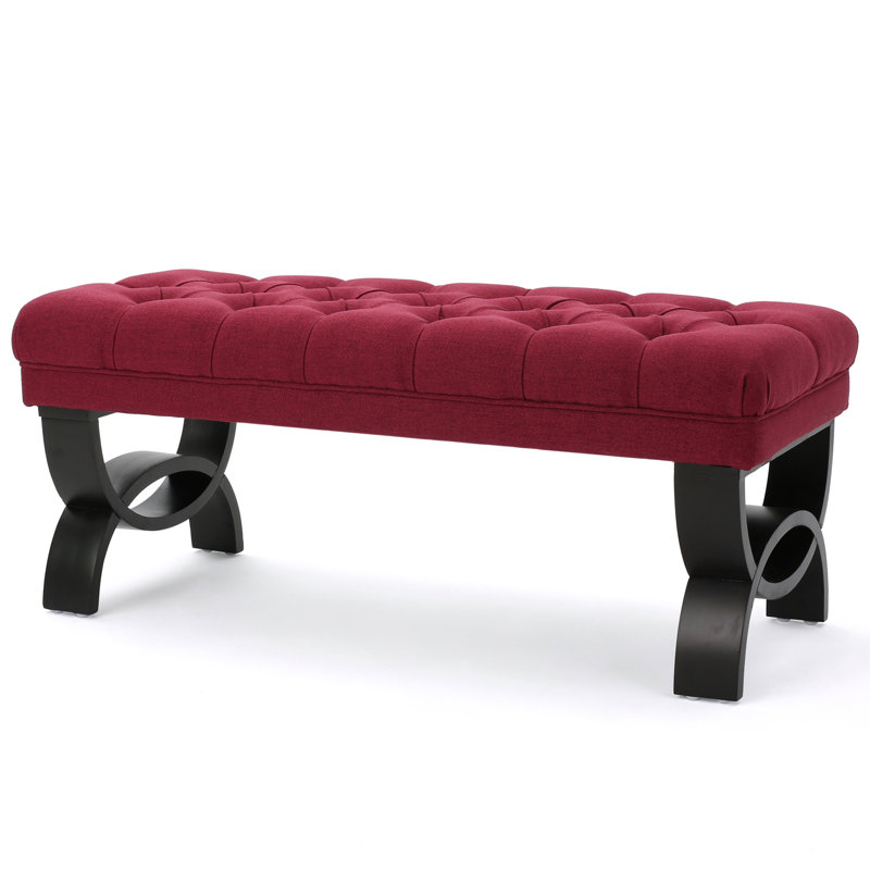 Chic Red Fabric With Diamond Stitching And Stylish Half-Circle Legs Stunning Modern Design Classic Button Tufting