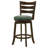 Mona Swivel Barstool Chair, Hunter Green Fabric, Dark Cherry Brown Finish-100560980